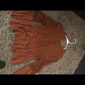 Burnt orange flowy shirt